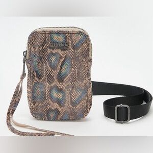 Aimee Kestenberg Just Saying Stadium Crossbody Snake Print Black Strap Bag Boho
